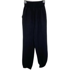 Aqua Brand Crepe Jogger Pants Womens Medium Black High Rise Drop Crotch Harem